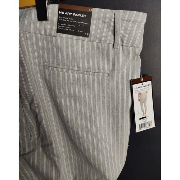 Hilary Radley Crop Pants Size 18 Grey White Stripe Stretch Comfort Waist NWT - Picture 6 of 9
